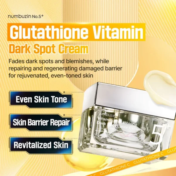 no.5+ Vitamin Glutathione Dark Spot Laser Cream 50ml - Numbuzin