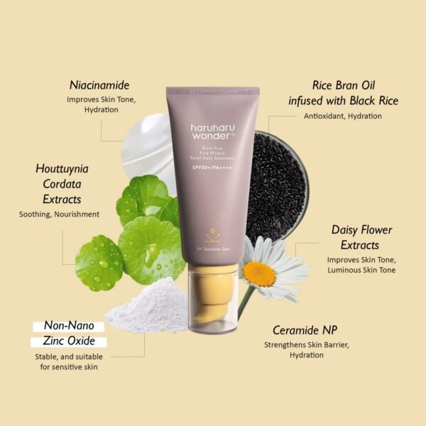 Black Rice Pure Mineral Relief Daily Sunscreen 50ml - HaruHaru Wonder